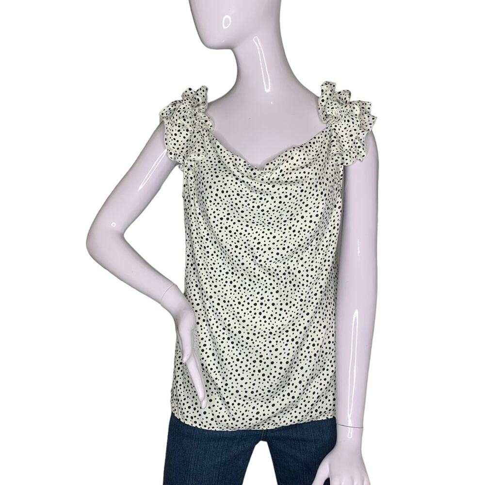LOFT Ann Taylor Top Sleeveless White Black Polka Dot Size S